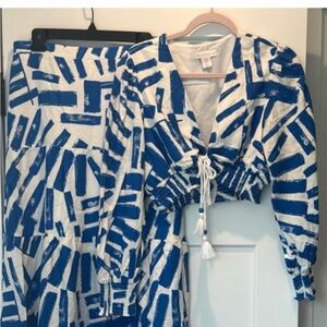 House of Harlow 1960 Blue and White Skirt Set